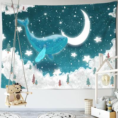 Dream Whale Tapestry Wall Hanging Cartoon Kawaii Hippie Art Tapiz Boho Kids Room Girls Dorm Home Decor