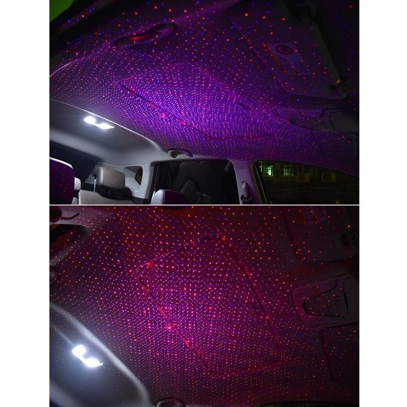 Automotive Roof Interior Atmosphere Light Adjustable Starry Projection USB Powered PVC Material Easy USB Plug Operation