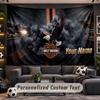 Wall Hanging Tapestry Custom NameHarley-Davidson Pattern Personalized Printed Fabric Wall Decor