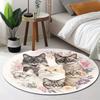 Tapis de sol rond à motif de chat pour cuisine, couloir, chambre à coucher, salon, doux, antidérapant
