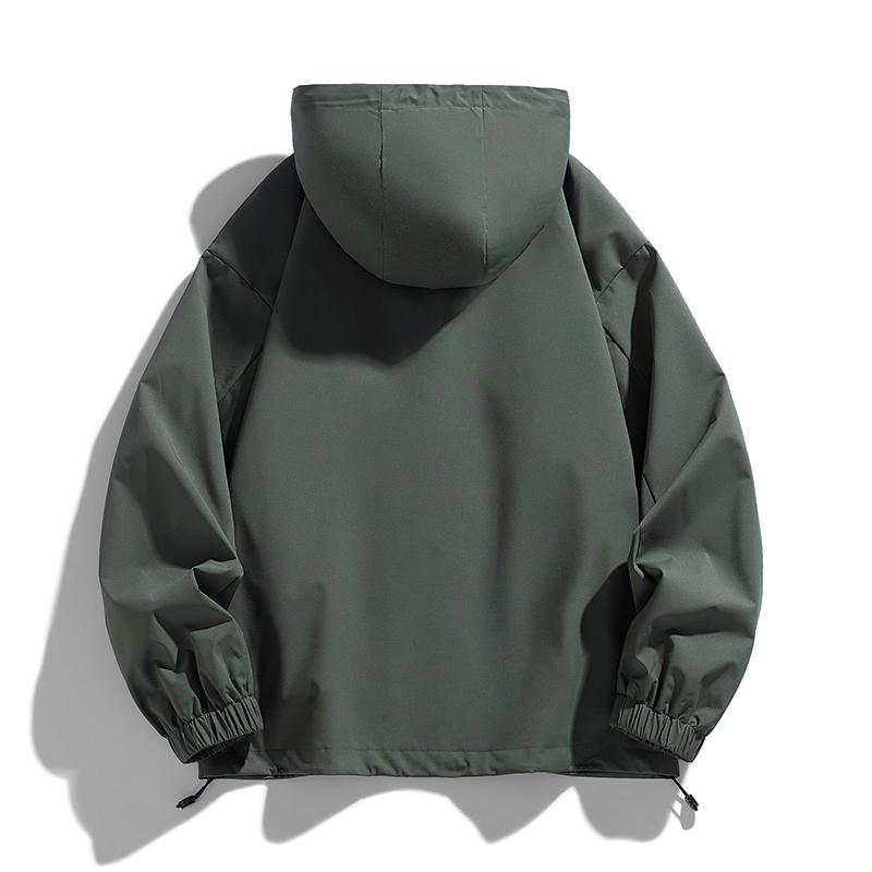Oversize Plus Size Waterproof Black Thin Softshell Hooded Windbreaker Bomber Jacket Loose Camping Outerwear for Men
