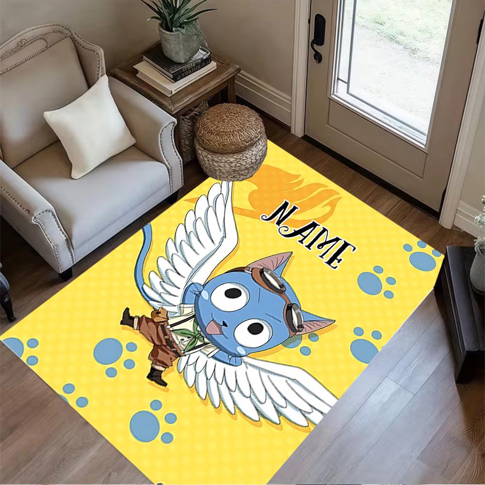 Fantasy Cat Adventure Customize Your Name Floor Rug Office Rug Suitable for Dormitory Foyer Living Rooms Outdoor Anti-slip Rug Anime Office Decor