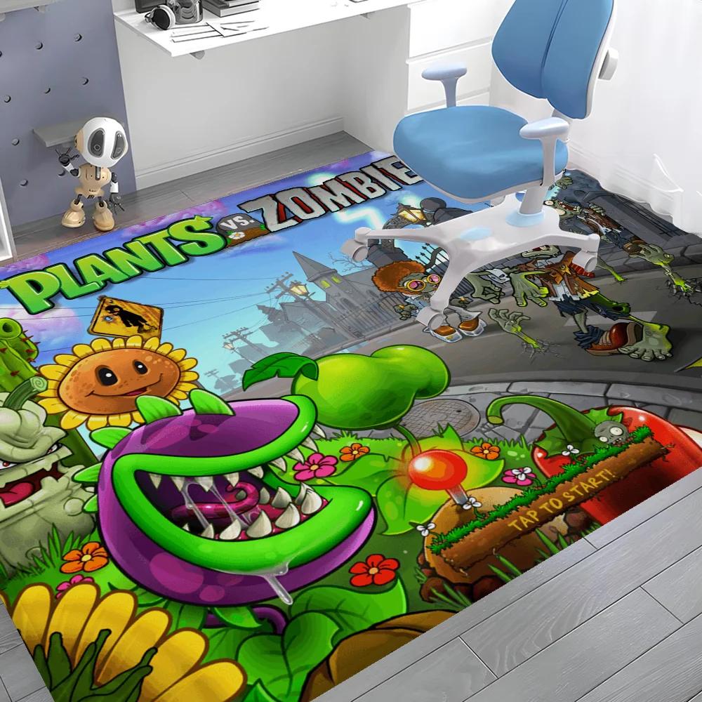 P-Plants-vs Cartoon Z-ZombieS Bathroom Mat Anti-slip Absorb Water Long Strip Cushion Bedroon Mat Hotel Decor Mat
