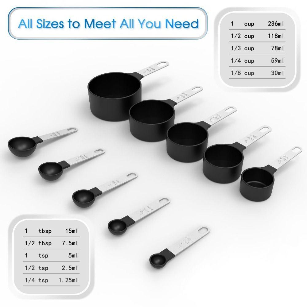 10PCS Graduated Sugar Scoop Stackable Nesting Measure Cup Measuring Spoons Set Kitchen Gadget
