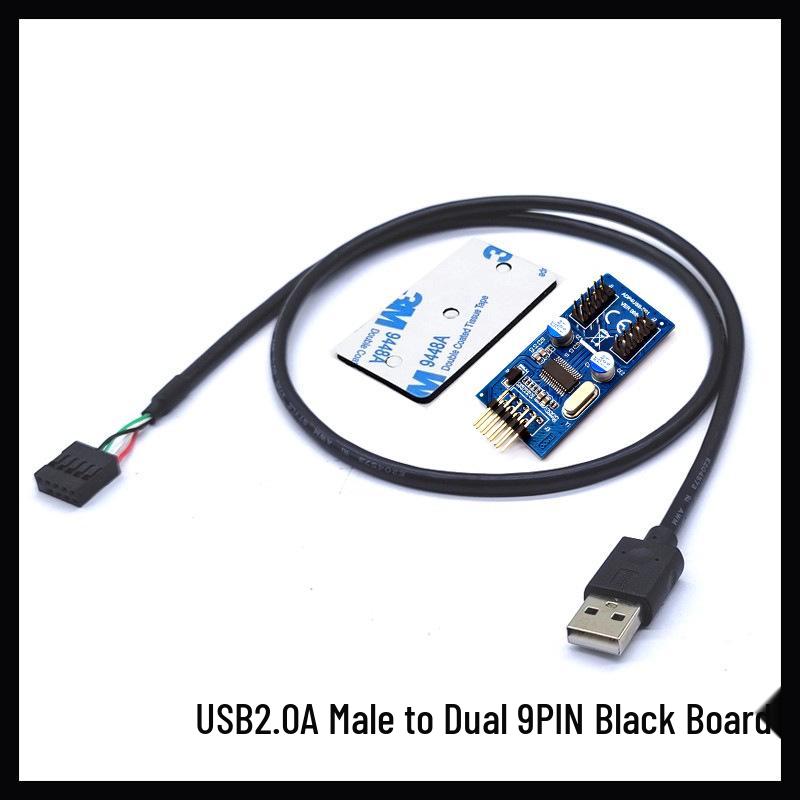 Motherboard USB 1-to-2 DuPont Adapter, 9-Pin To Dual 9-Pin USB 2.0 Interface, In Stock