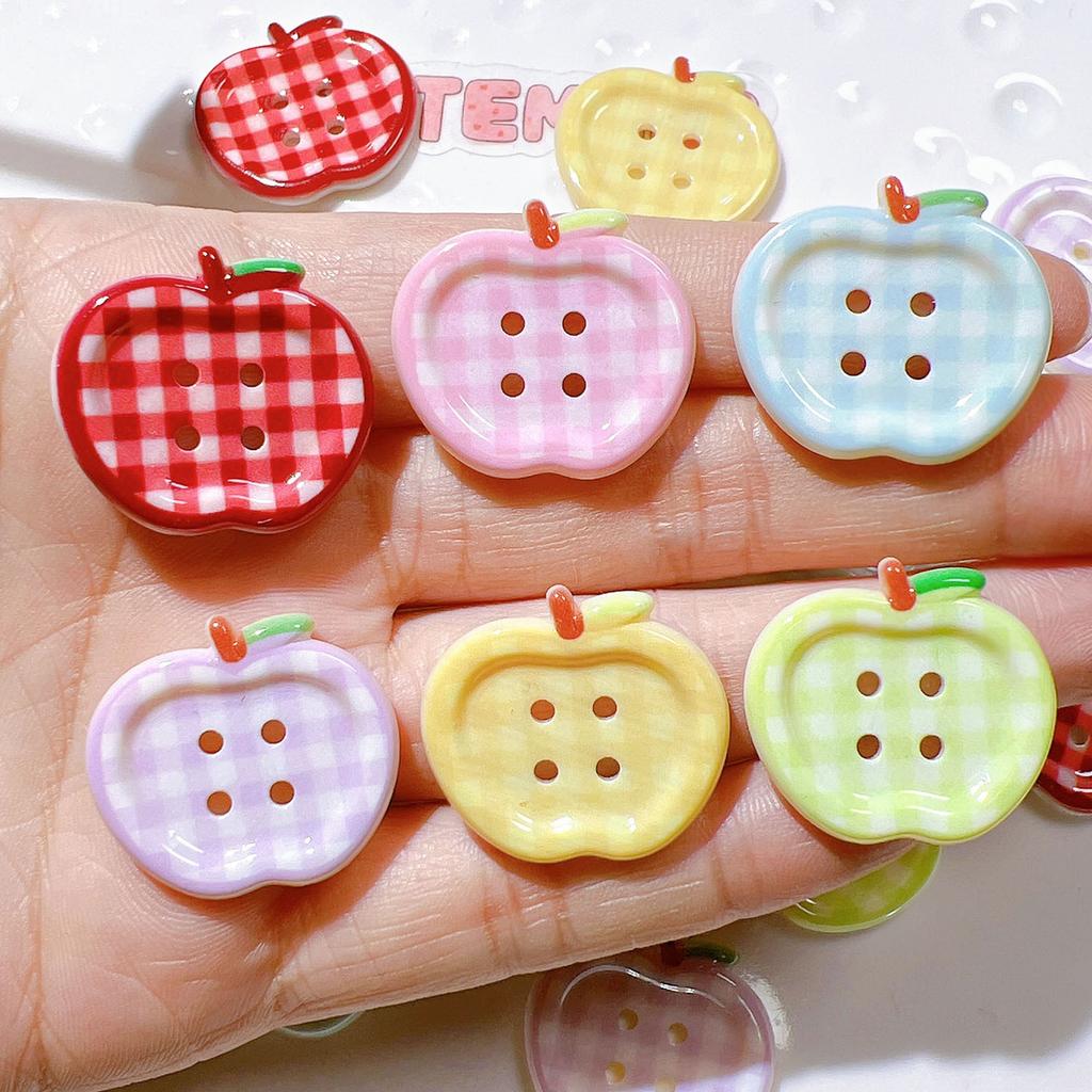 5Pcs Cute Apple Button DIY Outdoor Holiday Ornaments Exquisite Bead Various Party Jewelry Accessories Materials Accessories