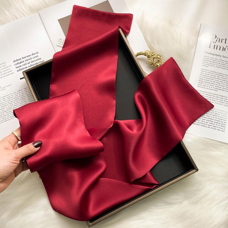 Hangzhou Silk China Red Girl Spring And Autumn Thin Mom Mulberry Silk Long Silk Scarf Red Silk Scarf Gift