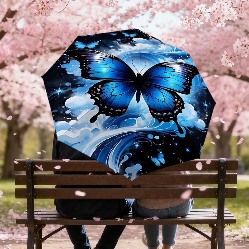 1 pièce Parapluie Automatique Ouverture/Fermeture Papillon avec Protection Coupe-Vent, Toile Robuste à 8 Baleines, Baleines Durables, Design Tendance, 1287A