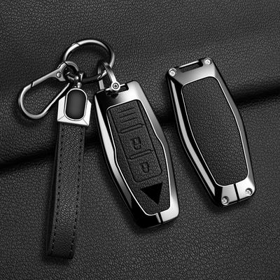 Zinc Alloy + Leather Car Key Case Cover Shell Fob For Mitsubishi Outlander Control Car Interior Accessories