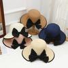Cappello da Sole a Forma di Fiocco Estivo con Ampia Tesa in Paglia Temperamento alla Moda Cappello da Sole per Vacanze al Mare