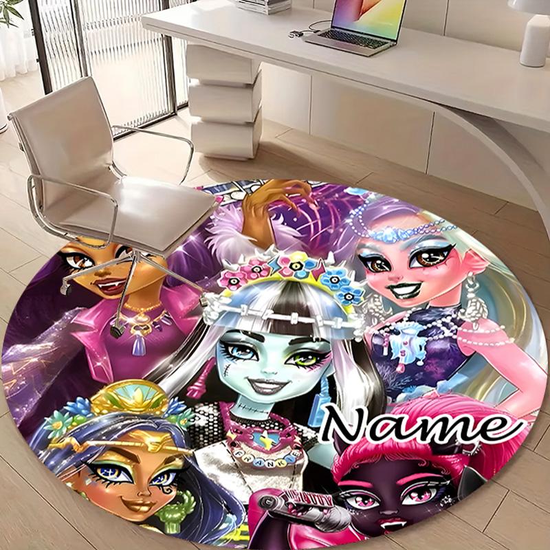 Personalized M-Monster High Draculaura Round Chair Office Rug - Perfect for Mat, Office Chair & More - Ideal Gift for Birthdays and Holidays