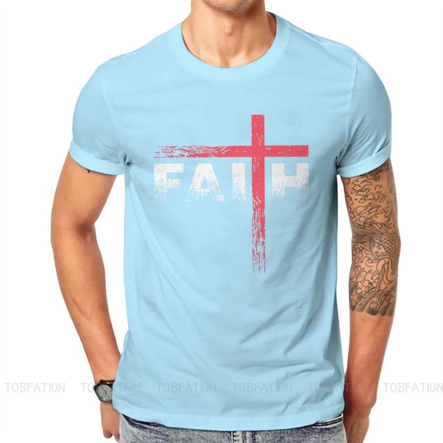 Christian Faith Cross Essential Tshirt Vintage Graphic Men's Clothes Tops Cotton O-Neck T Shirt