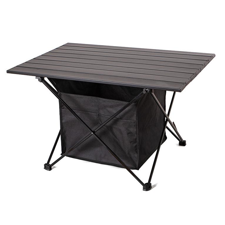 WTEMPO Comodo Tavolo Pieghevole in Lega di Alluminio Nero Portatile Pieghevole da Campeggio Self Driving Tavolo Bancarella Barbecue con Borsa Portaoggetti
