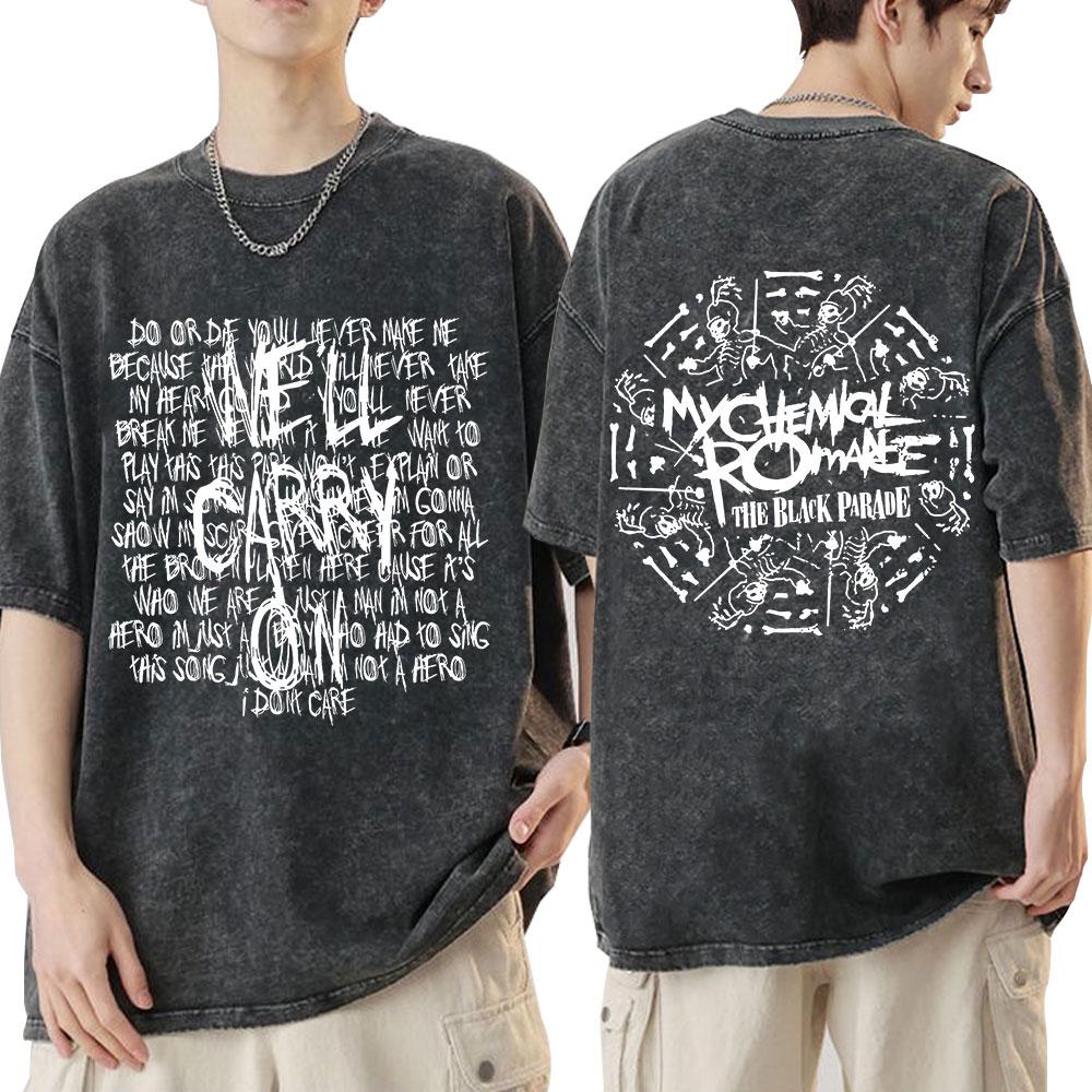 My Chemical Romance Long Live The Black Parade Merch de Tour T-shirts Lavés Hommes Femmes Groupe Punk Gothique T-shirts Oversize
