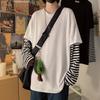 Trendy Men's Korean Loose-Fit Fake Two-Piece Long-Sleeve Casual T-Shirt