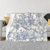 Black and White Toile De Jouy Blanket Soft Fleece Warm Flannel French Motifs Floral Throw Blanket for Sofa Office Bed Quilt Gift#