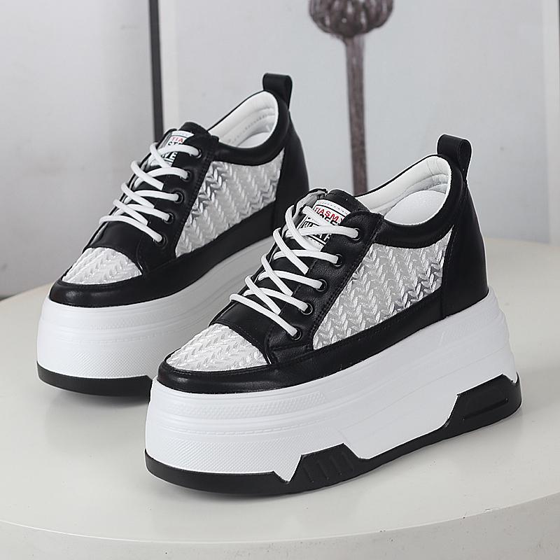 Fashion 10CM 12CM Air Mesh Platform Wedge Flats Hollow Chunky Sneaker Breathable Comfy Women Sandals Slides Summer Shoes