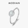 MODIAN 925 Silver Vintage Sunflower Delicate Opal Trendy Ring For Women White Gold Plated Stackable Fine Jewelry Gift