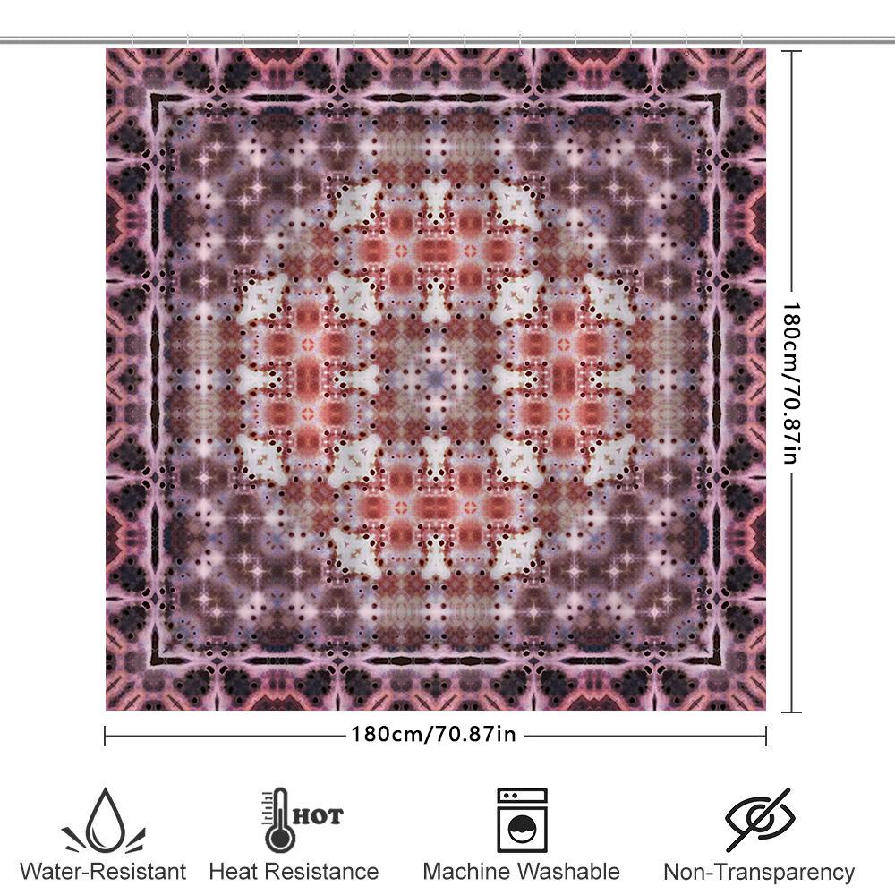 Kaleidoscope Pattern Shower Curtain Pink Black Print Shower Drapes for Bathrooms Decor