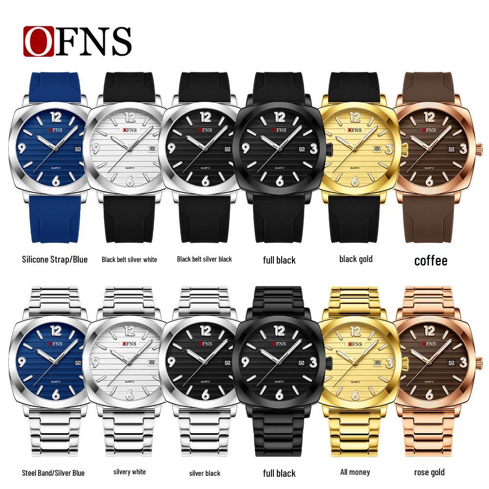 OFNS Men's Waterproof Quartz Watch with Luminous Striped Dial - Ideal for Exams, Students, Casual, and Sports Use