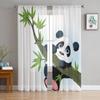 Tier niedlicher Panda Bambus Cartoon Fenstervorhänge Wohnzimmer Tüllvorhänge Küche Dekor Kinderzimmer Vorhang Fensterbehandlung