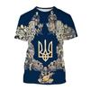 T-shirt à col rond pour homme Impression Emblème National de l'Ukraine Été Décontracté Manches Courtes Pull Mode Streetwear Vêtements Homme