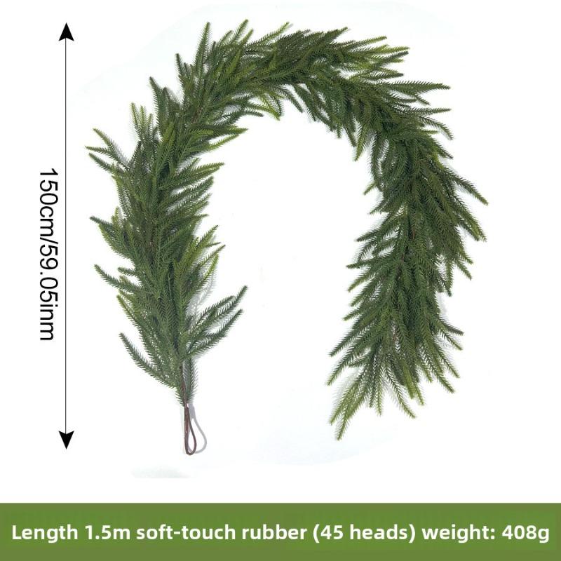 Artificial Soft Rubber Simulation Green Plant, Vine and Vine Home Christmas Door Hanging Pine Needle Decorative Pendant