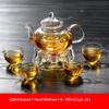 All Ready Elegant Glass Tea Set Borosilicate Glass Teapot With Cups Bamboo Tea Tray Tea SetKettle Warmer Glass Teapot Giftset