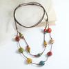 Ethnic Style Color Irregular Beaded Necklace Long Chain Double Stacked Wearing High-end Temperament Fashion Niche Sweater Chain
