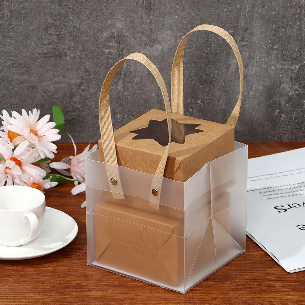 PVC Decor with Handles Frosted PP Bags Translucent Tote Package Gift Wrapping