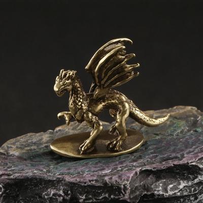 Solid Brass Warcraft Pterosaur Dragon Small Statue Desktop Ornament Mythical Beast Figurines Retro Home Feng Shui Decoration