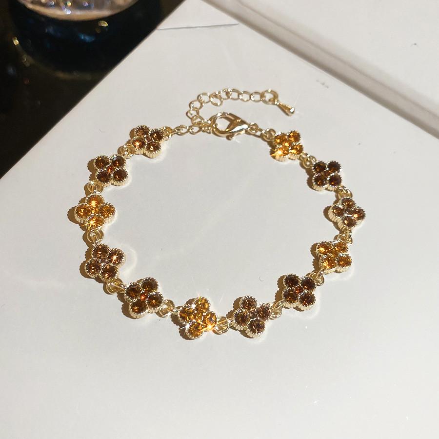 Bracciale Moda Quadrifoglio Fiore con Strass per Donna Estate