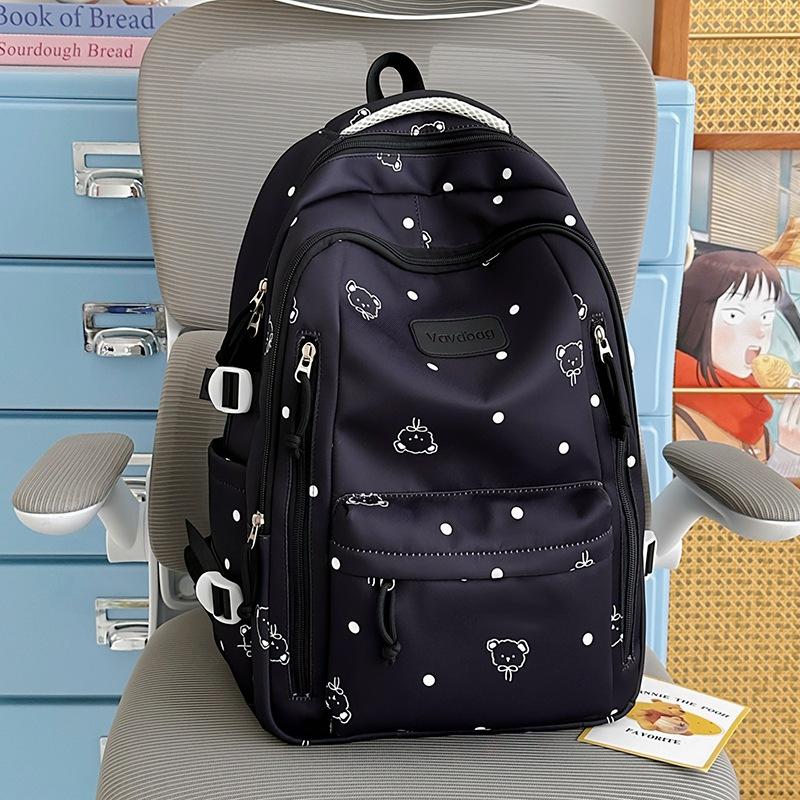 Schoolbag Korean version of small fresh schoolbag Japanese princess versatile cute polka dot men's and women's printed junior high school students