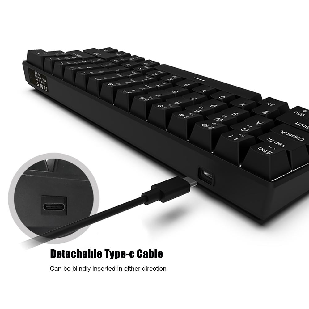 OUTEMU USB Bedraad 61-toets Mechanisch toetsenbord LED-achtergrondverlichting Ondersteunt hot swap Blauwe schakelaar Rode schakelaar