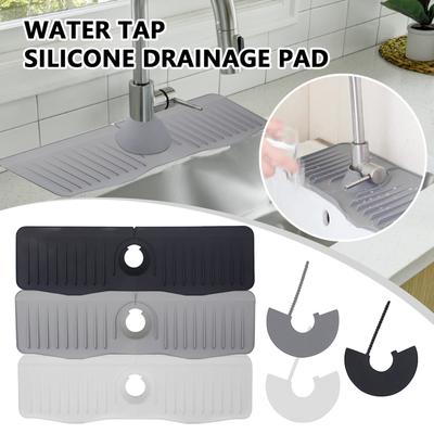 2024 New Kitchen Sink Faucet Mat, Silicone Drainage Mat Sink Tray, Sink Protector Kitchen Bathroom Sink Faucet Mat Protector