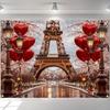LS Valentinstag Hintergrund Fotografie Eiffelturm Straßenlaterne Ballon Blume Kulisse Mädchen Geburtstagsparty Fotostudio