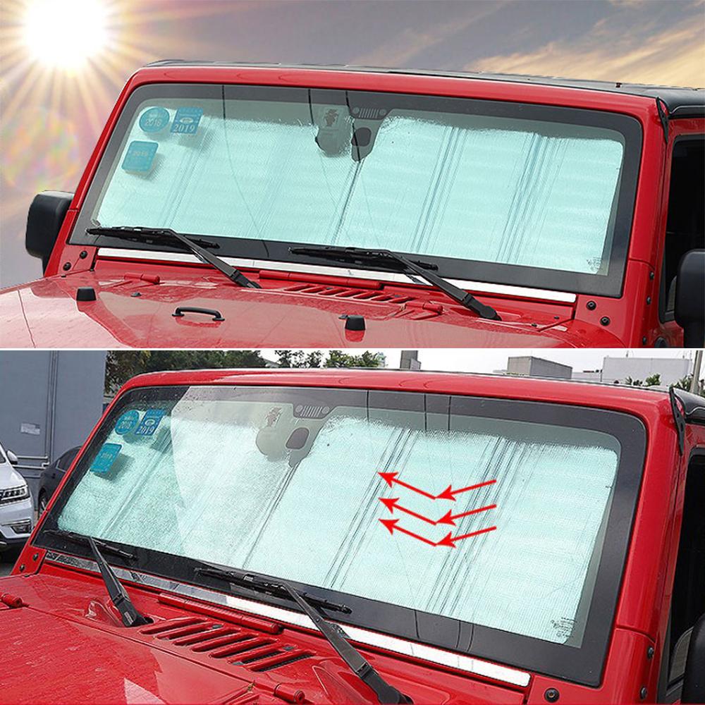 Solskydd för bilens vindruta för Jeep Wrangler TJ JK JKU 1997-2017 Solskydd Fönster Sol Solskydd UV-strålar Skyddande Omslag