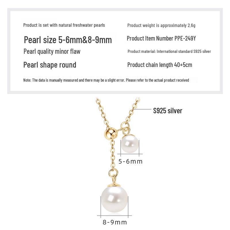 Double Layer Freshwater Pearl Choker Necklace, S925 Sterling Silver, 18k Gold Plated, Gift for Christmas and Qixi