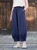 Spring 2026 Women's Chinese Style Cotton & Linen Patchwork Casual Retro Cropped Lantern Pants