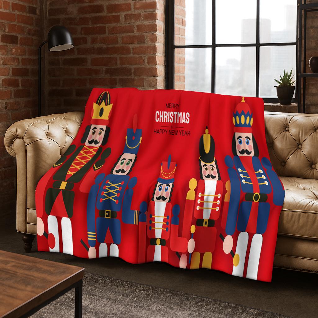 2026 New Nutcracker Merry Christmas Tree Cartoon Puppet Gift Flannel Blanket,Soft Throw Blanket for Home Bedroom Bed Sofa Kids