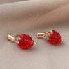 1 Pair Women Earrings Raspberry Artificial Crystal Tassel Hanging Earrings Fruit Hook Earrings Prom Party Dating Ear Jewelry