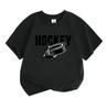 Kids Boys Girls 100% Cotton Crew Neck Short Sleeve T-Shirt, Cool Ice Breaking Hockey Puck Print Casual Soft Daily Tees for Sports Game Playing Summer