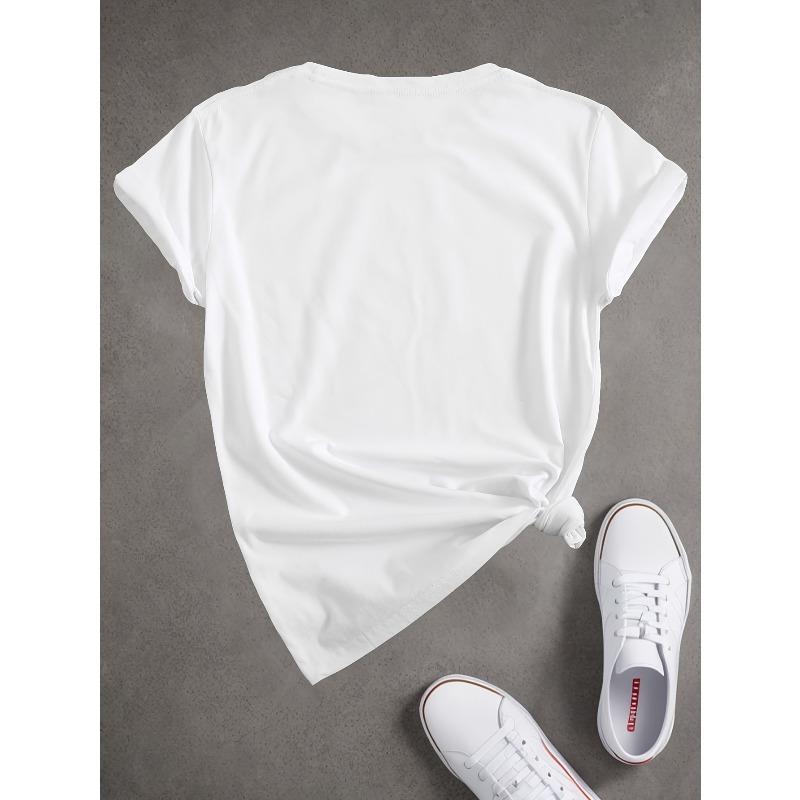 Cute Shih Tzu Puppy Print T-shirt, Short Sleeve Crew Neck Casual Top for Summer & Spring, Women's Clothing