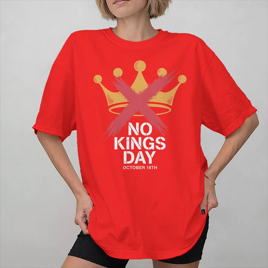 Graphic Printed No Kings In America T Shirt For Unisex 100 Cotton Tee Shirt Short Sleeve Clothing