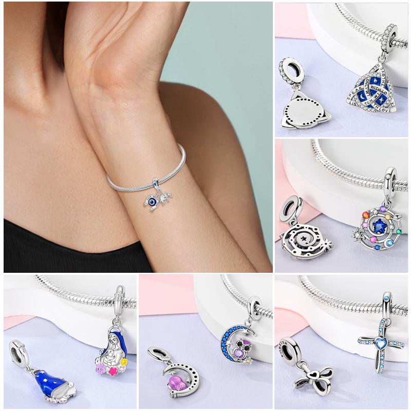 Blue Series Charms Copper Beads Butterfly Lovely Cat Heart Charms Fit Diy Original Bracelet Pendant For Women Jewelry Making