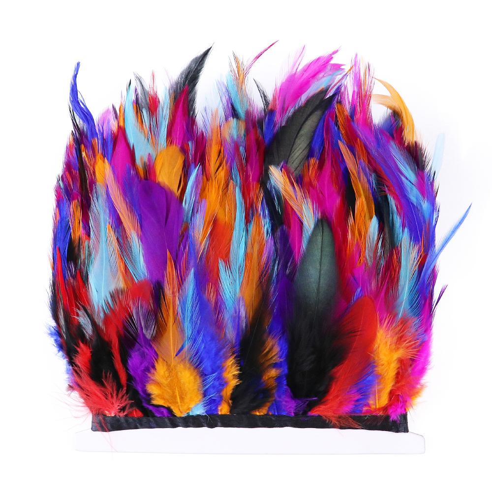 Featherwholesale Colored Chicken Feather Trims 10-15cm Ribbon Sewing Natural Pheasant Feather for Craft Dress Party Costume Plume Decor