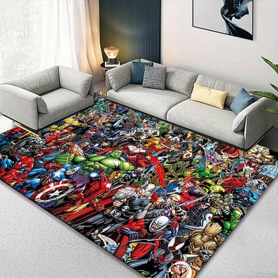 1pc Marvel Avengers Super Heroes Area Rug, Non Slip Floor Mat, Cartoon Character Design, Soft Velvet, Room Decor, Washable