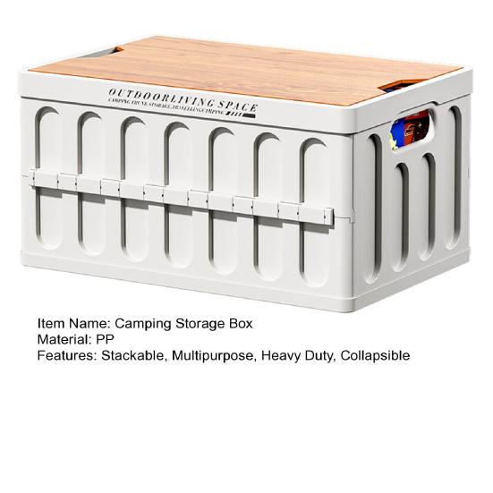 Collapsible Storage Bin with Lid Foldable Stackable Storage Box Utility Crate Outdoor Coffee Table for Camping Picnic Car Home Use