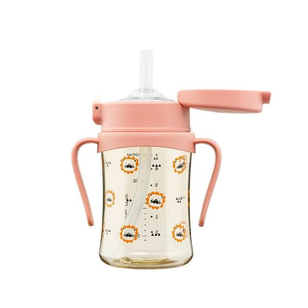 Archium Pattern Design Infant Straw Cup Archi Cup Infant Water Bottle Single Item, Pink Lion 200ml, 1 Piece, 200ml