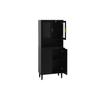 Storage Cabinet - - 4-door Model - Tempered Glass Doors - Adjustable Shelves - Black Lacquer